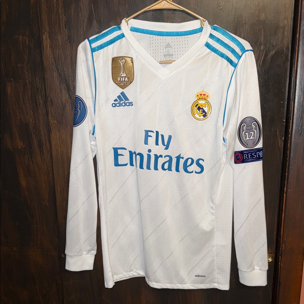 Adidas men’s White and Blue Soccer Jersey